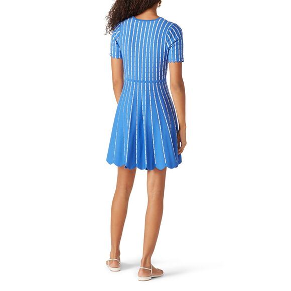 SHOSHANNA Blue White Striped Knit Hourglass Short Sleeve Arcadia Dress sz M - Picture 6 of 16